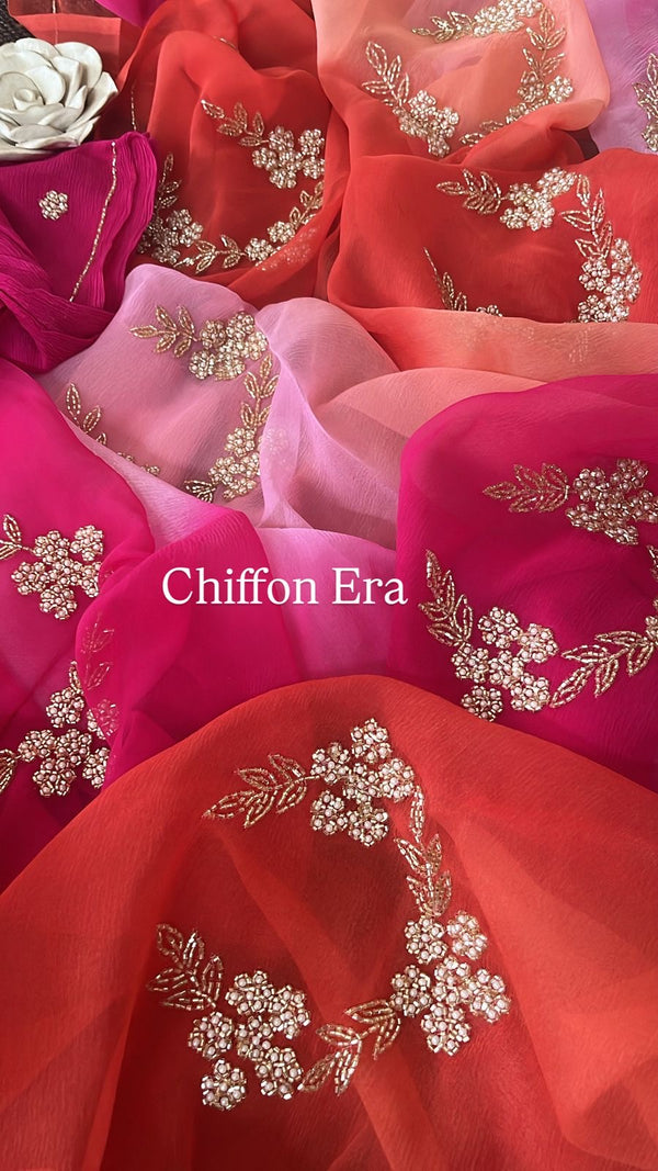 Kutdaana tiara handcrafted Saree with Work Crepe Blouse