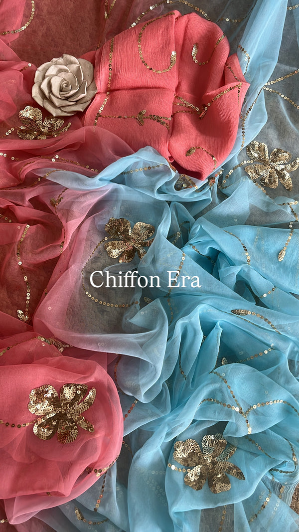 Budget range chiffon handcrafted saree