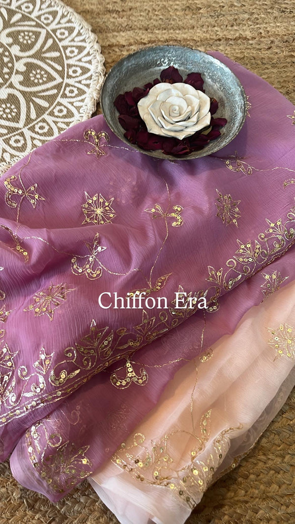 Jharokha Zari Handcrafted Pure Chiffon Saree with Crepe Blouse