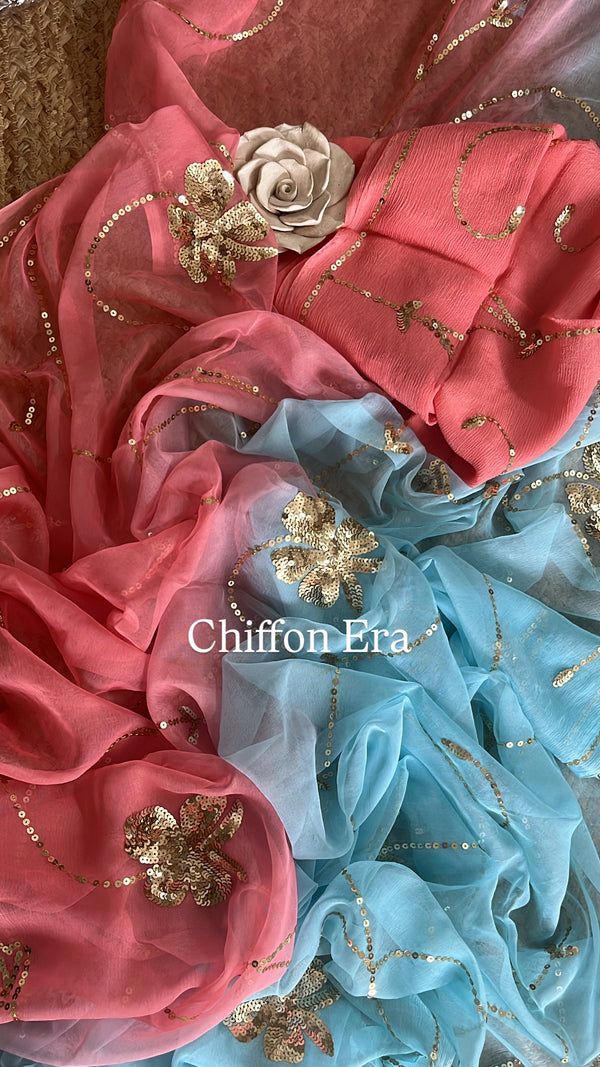 Budget range chiffon handcrafted saree