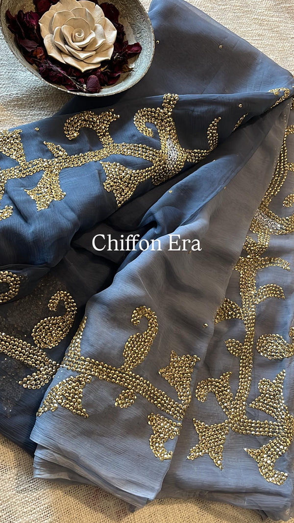 Swarovski Grey Saree with Blouse