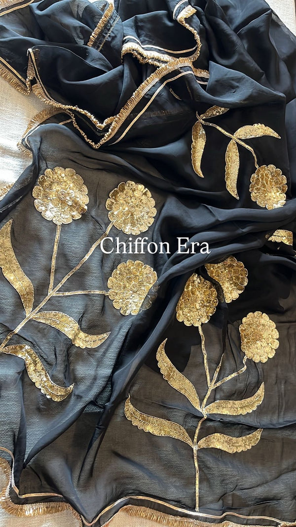 Pure Silk Organza Handcrafted Saree with Blouse