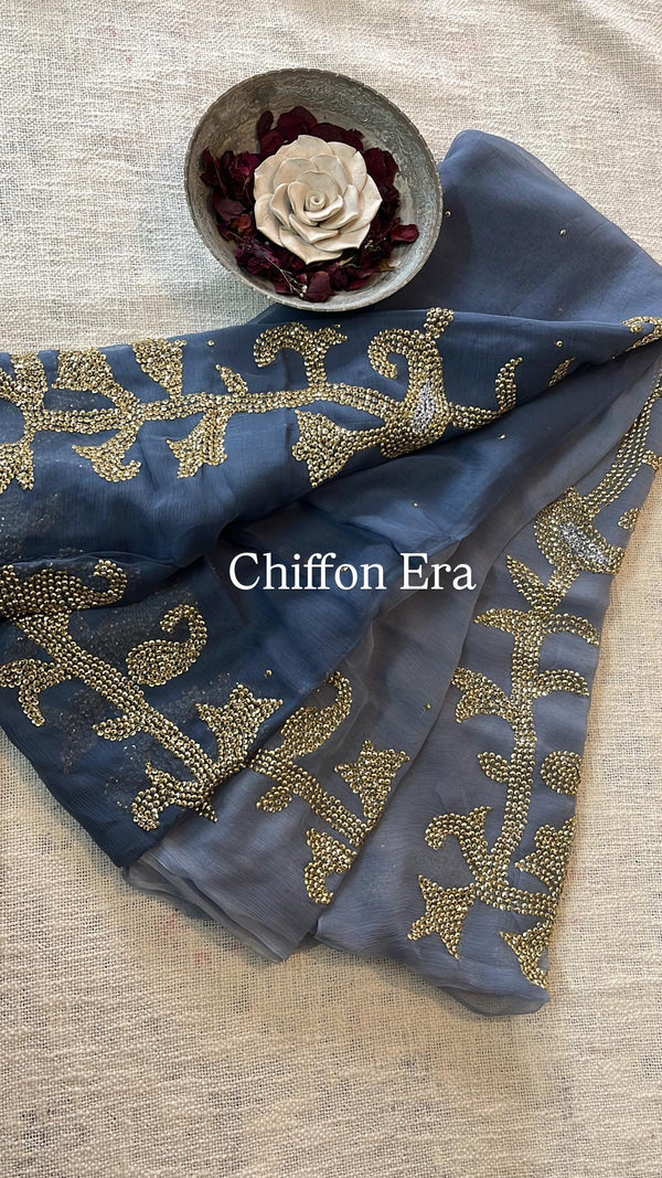 Swarovski Grey Saree with Blouse