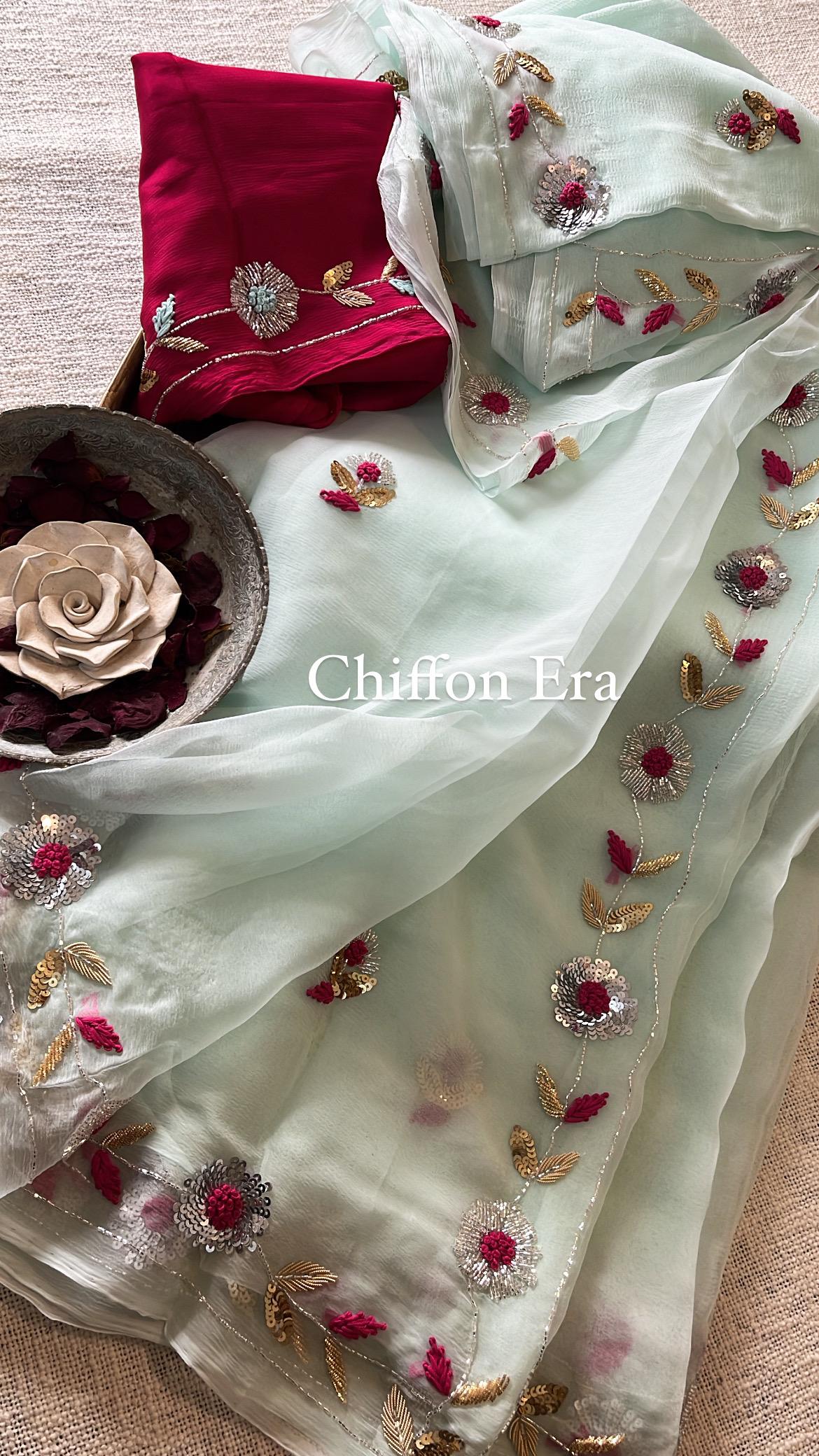 Saree Supremacy: Exquisite Chiffon with Zardozi