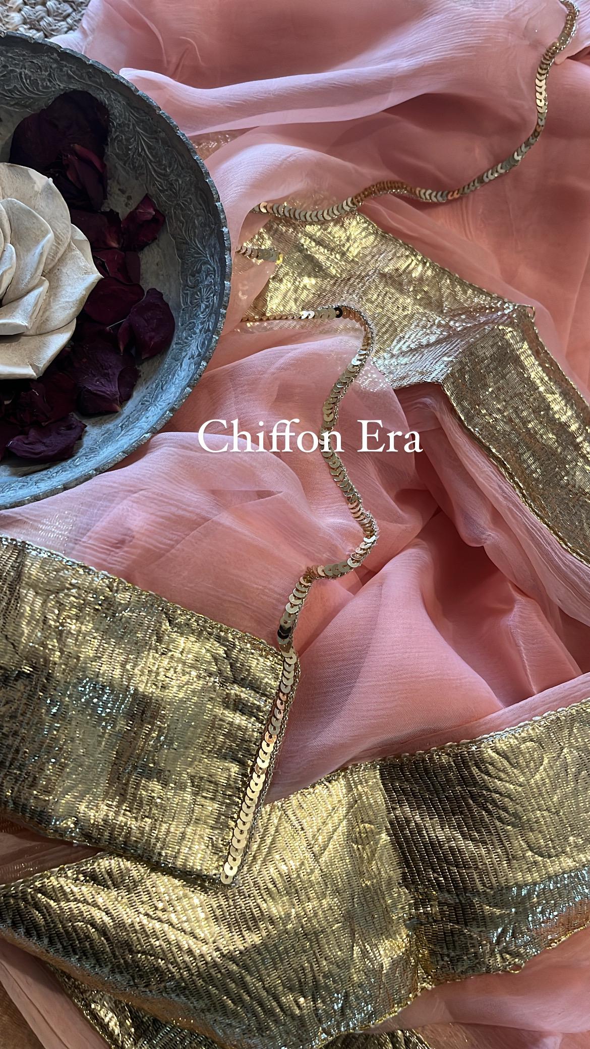 Vintage Pink Laffa Border Saree with Raw Silk Blouse