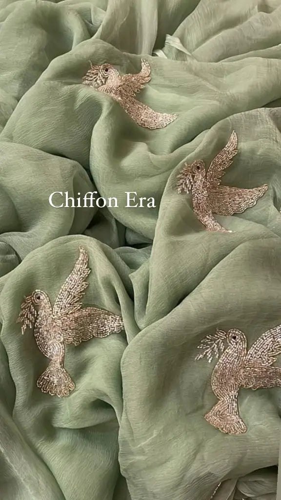 Pure Chiffon Handcrafted Saree