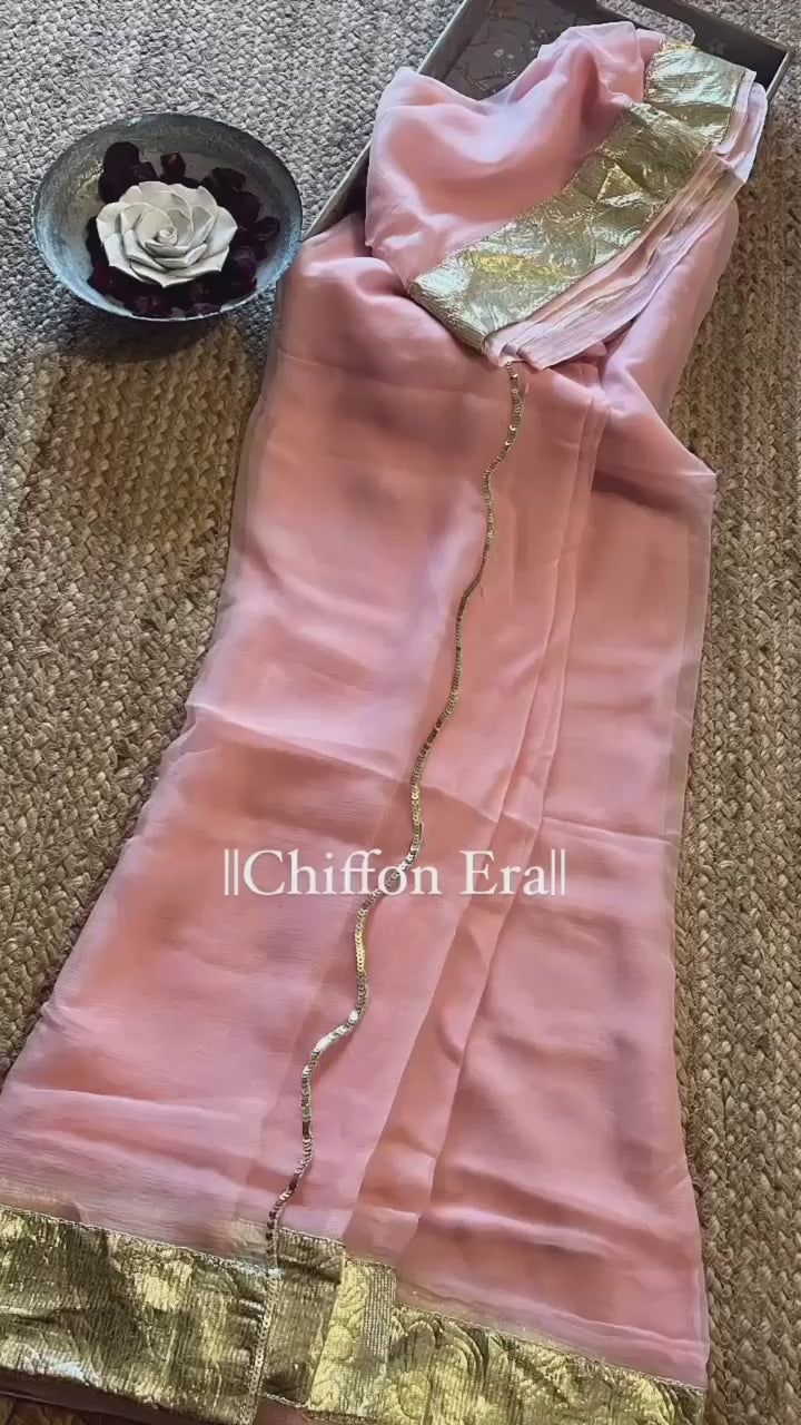 Vintage Pink Laffa Border Saree with Raw Silk Blouse